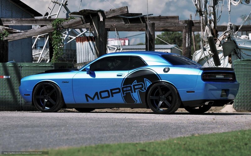 Blue Dodge Challenger — Dramatic, Afternoon, Photograph, Car, Boat