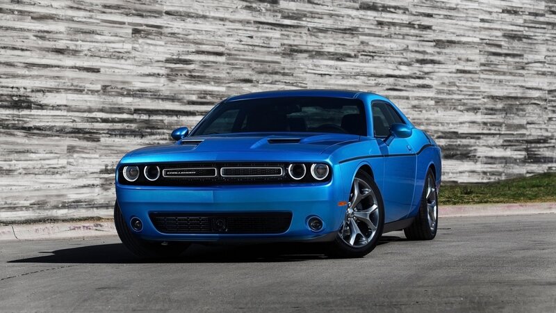 Blue Dodge Challenger — Dramatic, Afternoon, Photograph, Car, Wall
