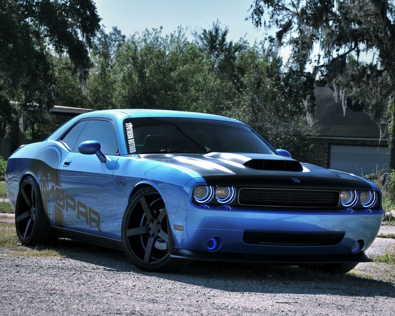 Blue Dodge Challenger — Dramatic, Afternoon