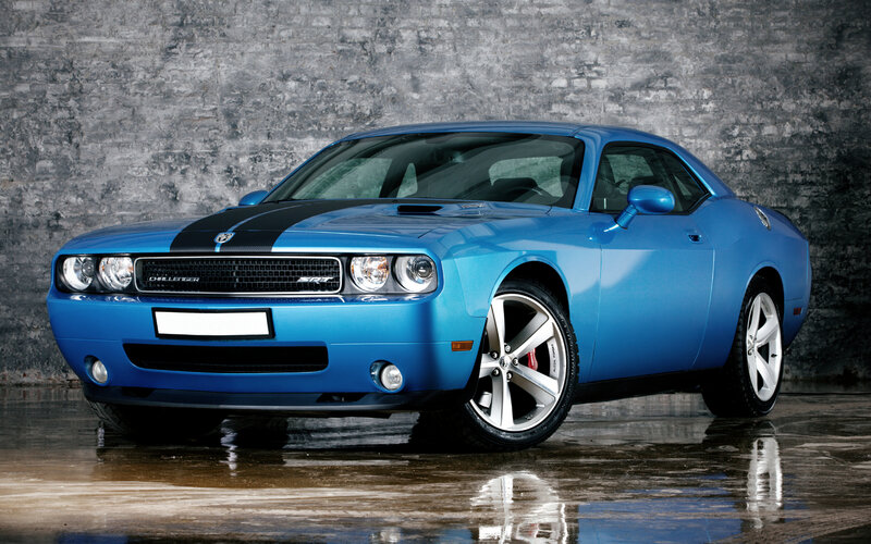 Blue Dodge Challenger — Dramatic