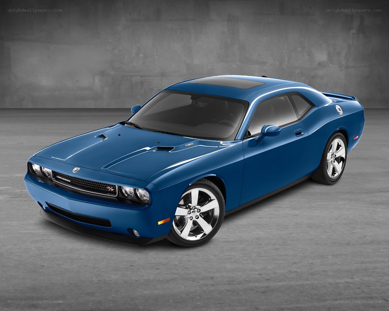 Blue Dodge Challenger muscle car