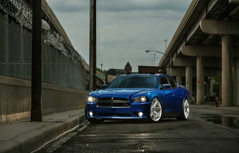 Blue Dodge Charger — Dramatic, Afternoon