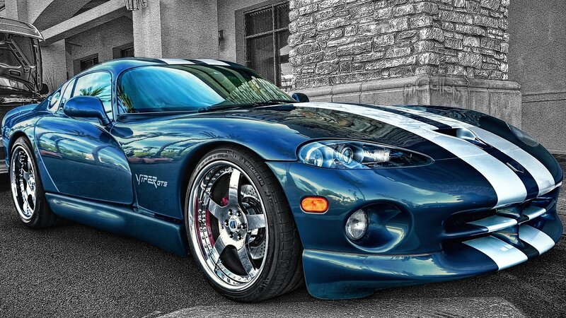 Blue Dodge Viper GTS sports car