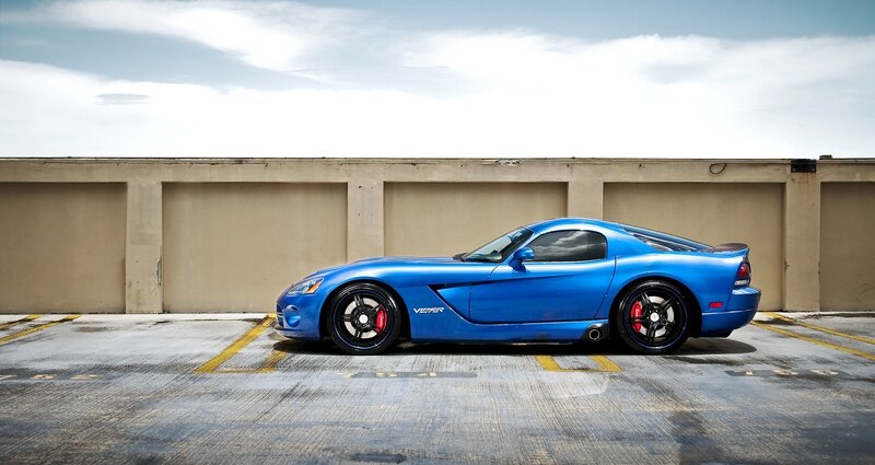 Blue Dodge Viper sports car