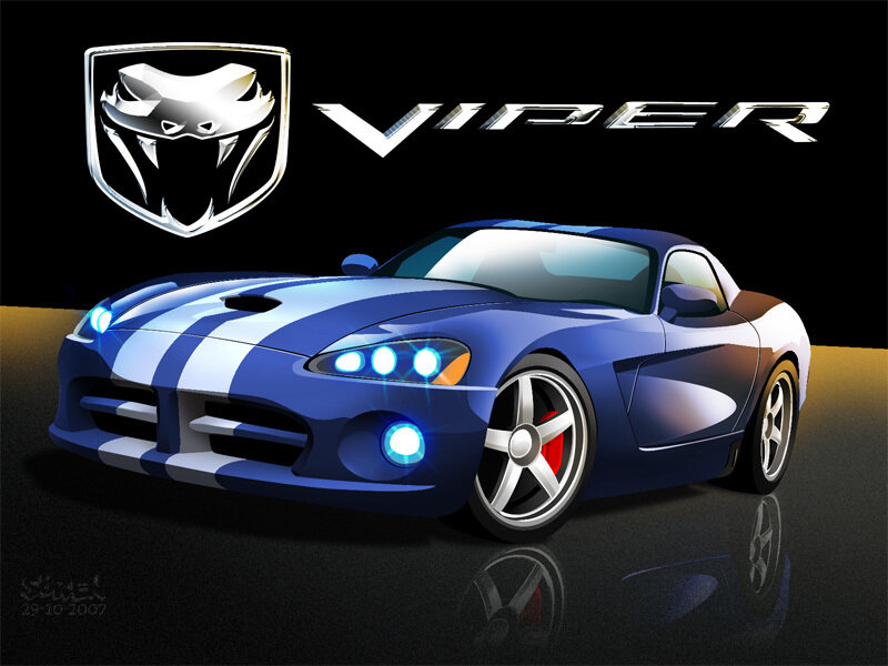Blue Dodge Viper sports car