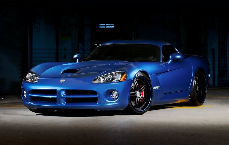 Blue Dodge Viper sports car