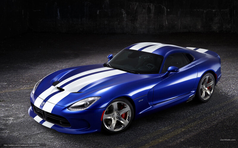 Blue Dodge Viper with stripes