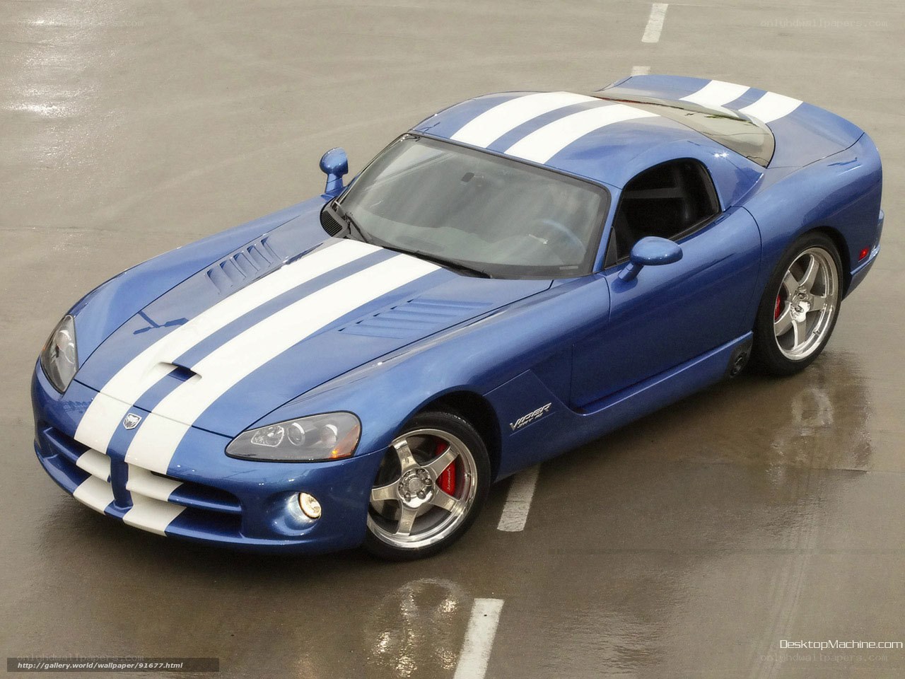 Blue Dodge Viper with stripes