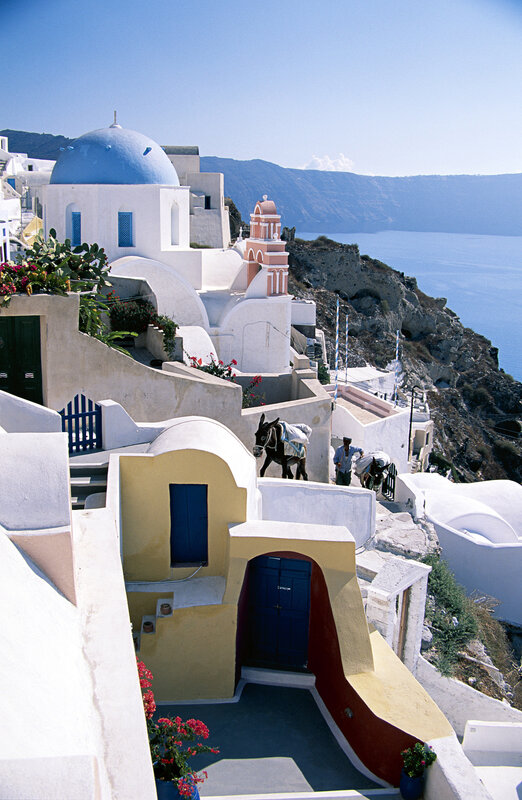 Blue-domed church in Santorini