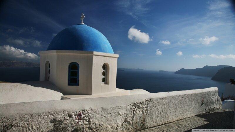 Blue-domed Church on Cliff