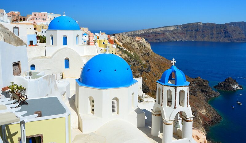 Blue-domed Churches — Blue, Serene, Afternoon, Photograph