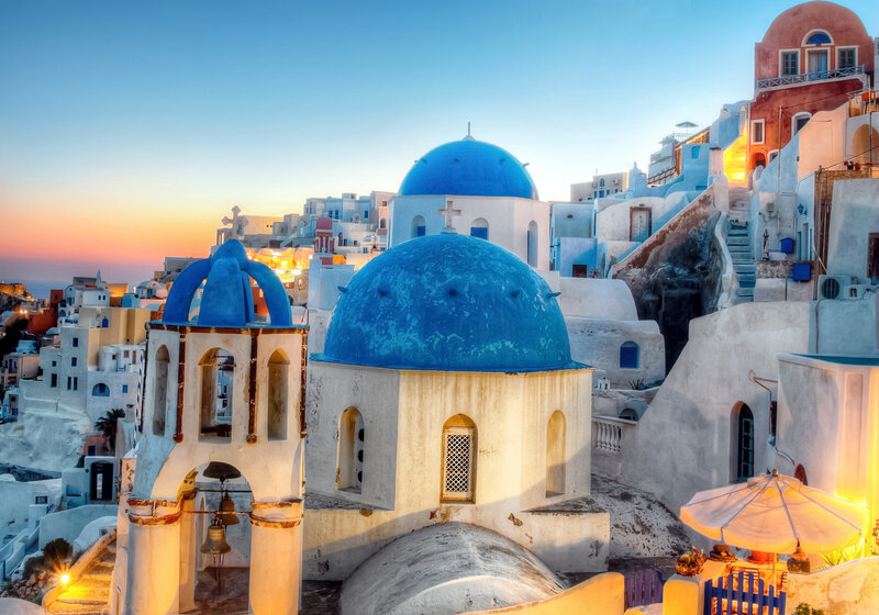 Blue-domed Churches — Blue, Serene, Sunset
