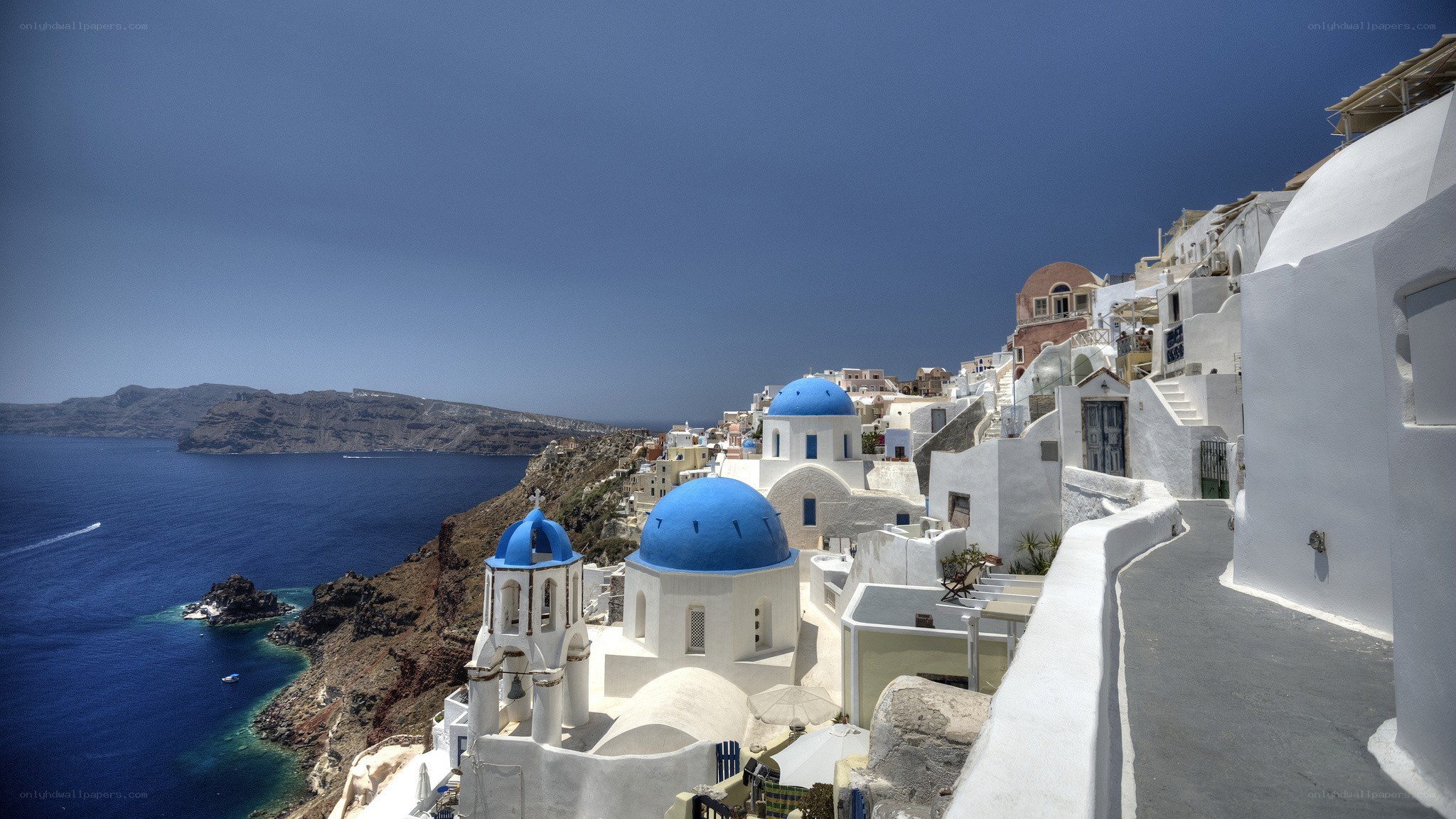 Blue-domed churches in Santorini