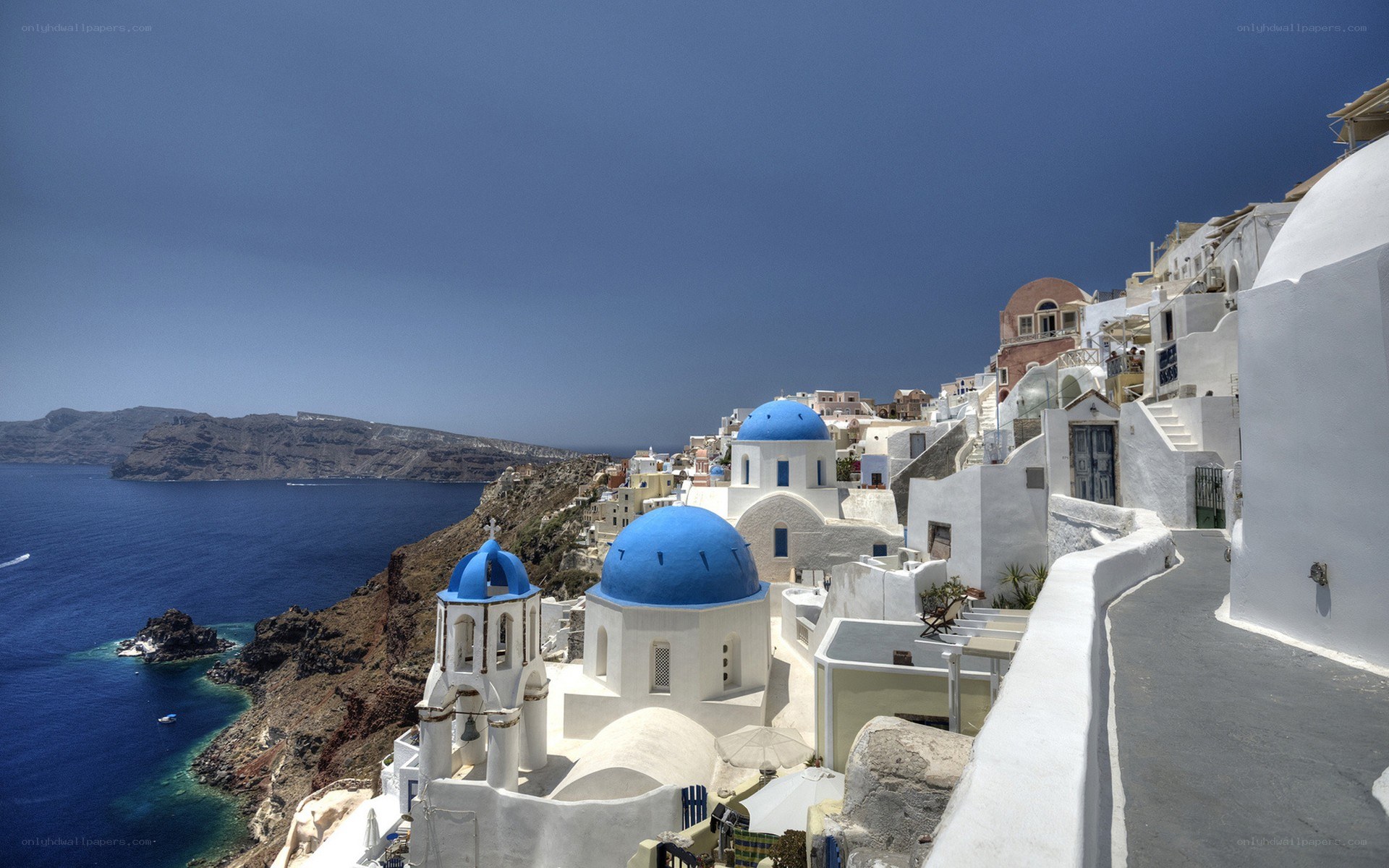 Blue-domed churches on Santorini