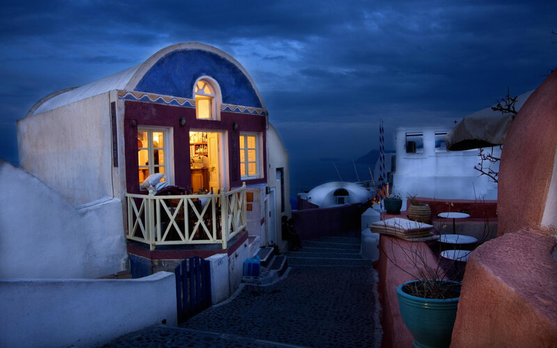 Blue-domed House at Dusk