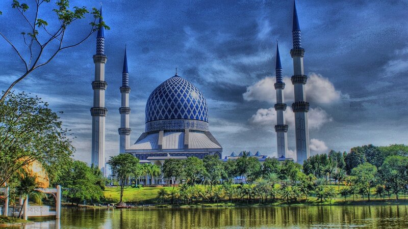 Blue-domed Mosque — Blue, Dramatic, Afternoon