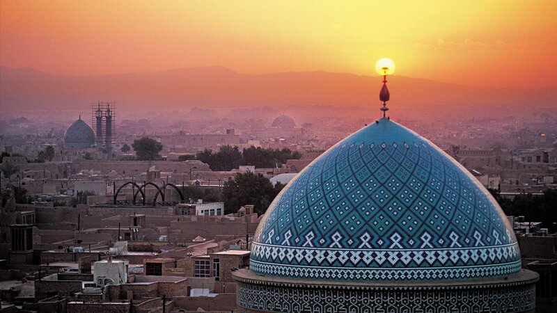 Blue-domed Mosque — Blue, Serene, Sunset