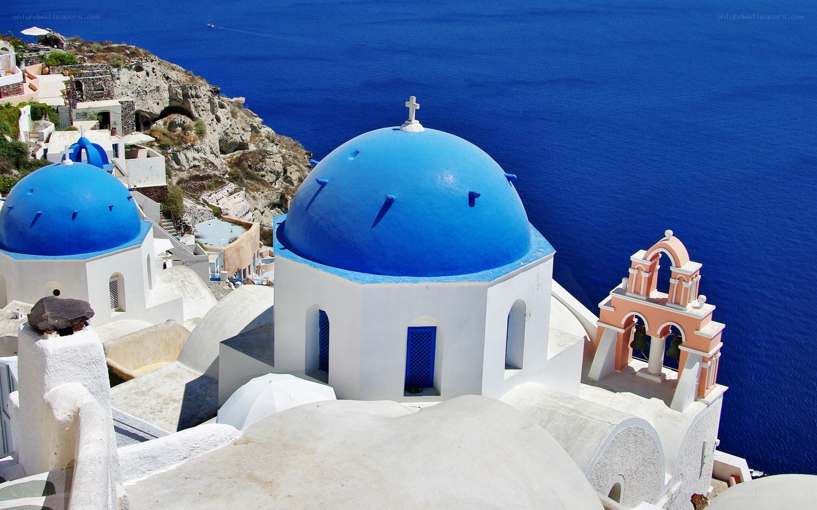Blue domes in Santorini