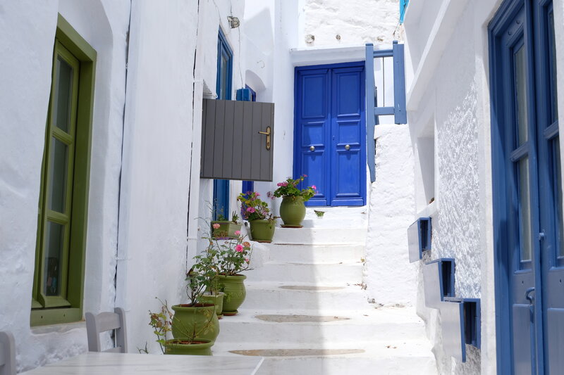 Blue Door in Alley — White