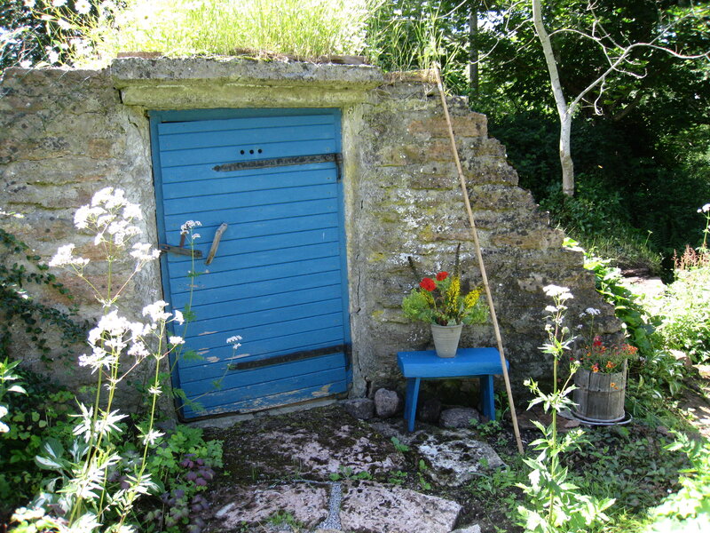 Blue Door in Stone Wall