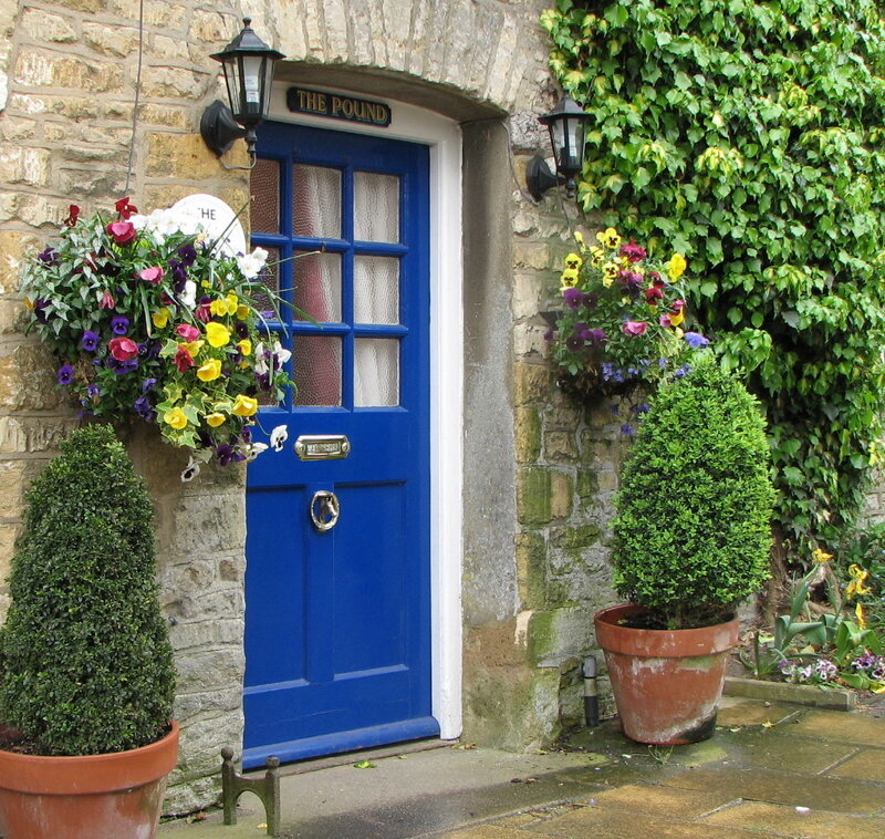 Blue Door with Flowers