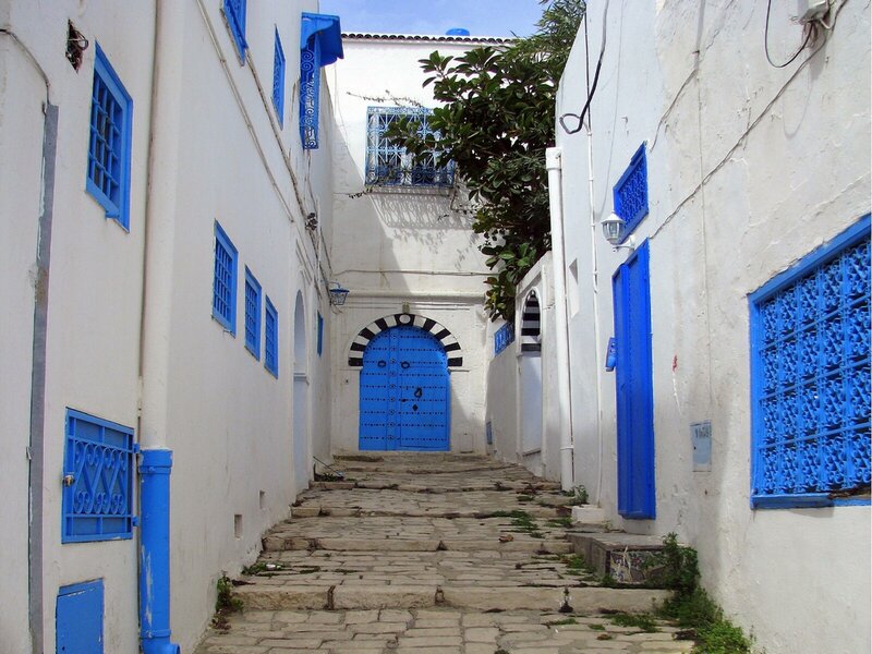 Blue-doored Alleyway