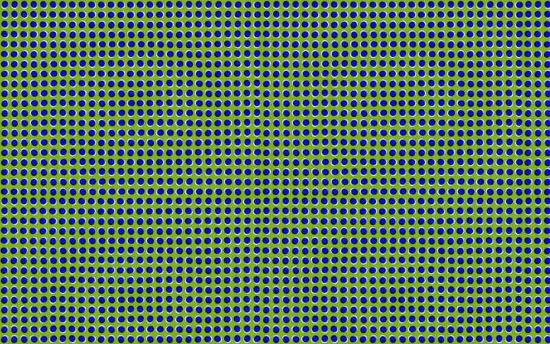 Blue Dots on Green Grid — Hypnotic, Abstract