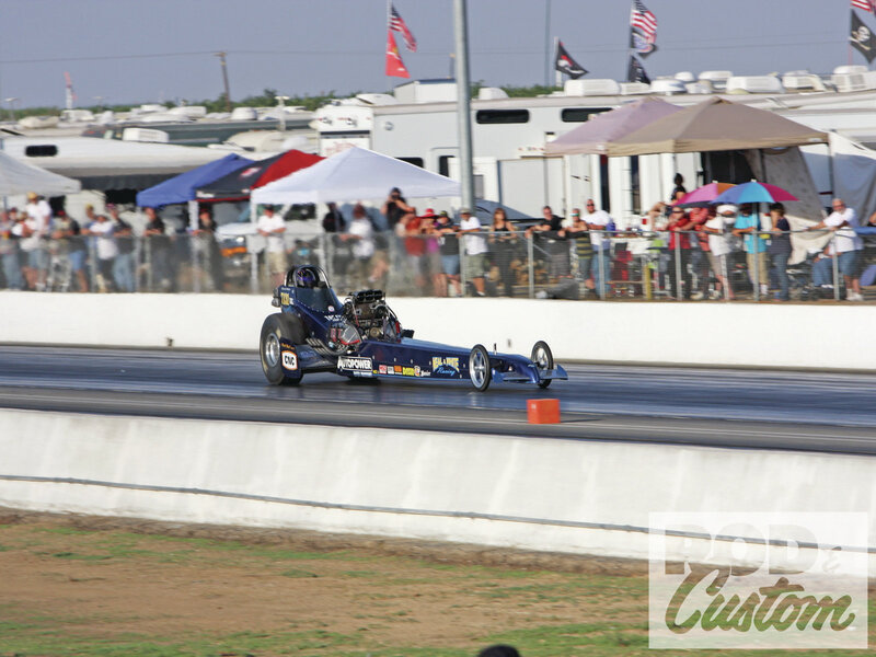 Blue Drag Racing Car — Active, Afternoon, Photograph