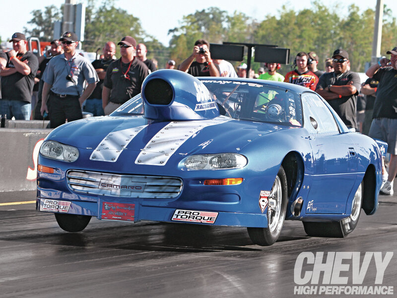 Blue Drag Racing Car — Active, Afternoon