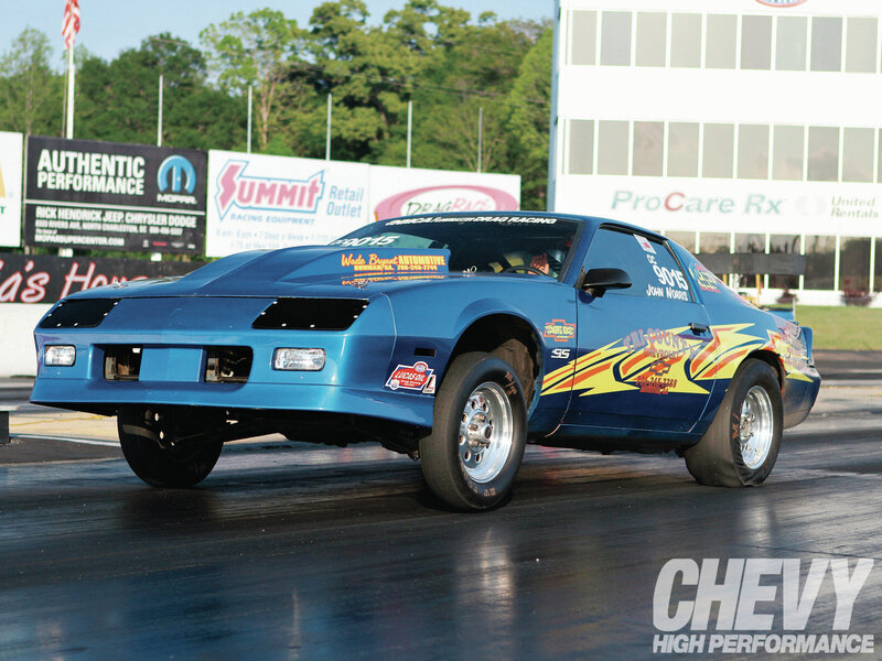 Blue Drag Racing Car — Dynamic, Afternoon, Photograph, Race Track