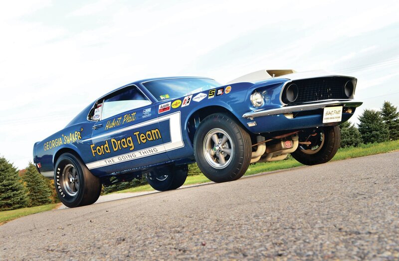 Blue Drag Racing Car — Dynamic, Afternoon, Photograph, Road