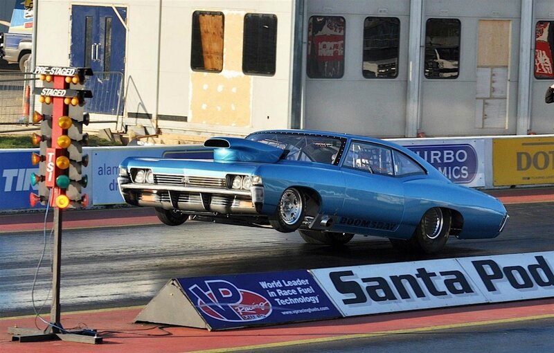 Blue Drag Racing Car — Dynamic, Afternoon, Photograph, Traffic Light