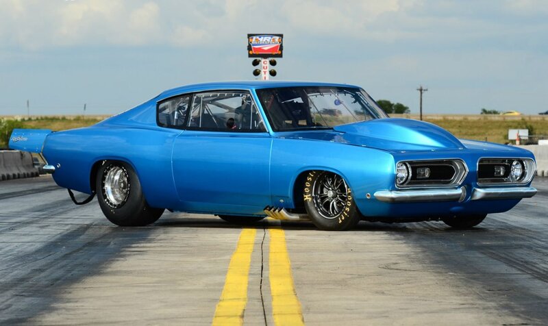 Blue Drag Racing Car — Focused