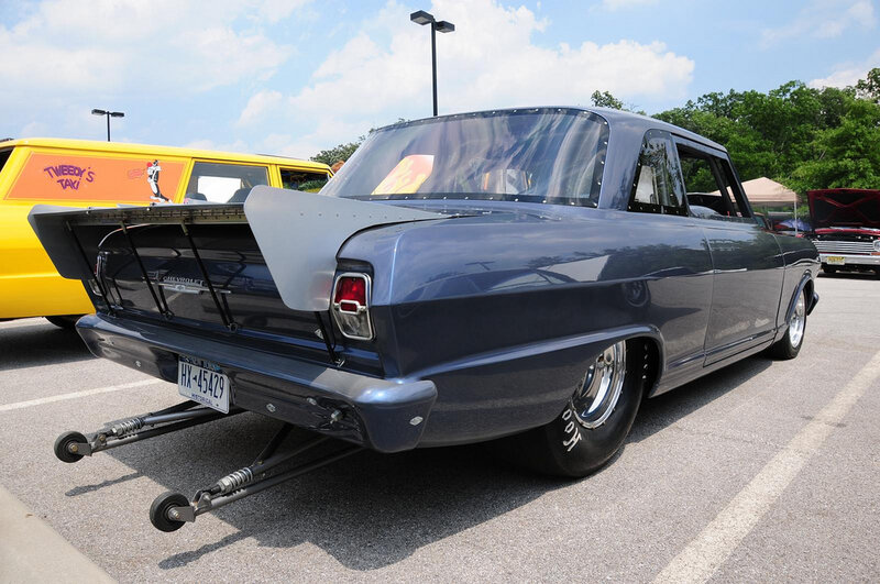 Blue Drag Racing Car — Gray