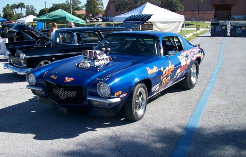 Blue Drag Racing Car — Outdoor, Afternoon