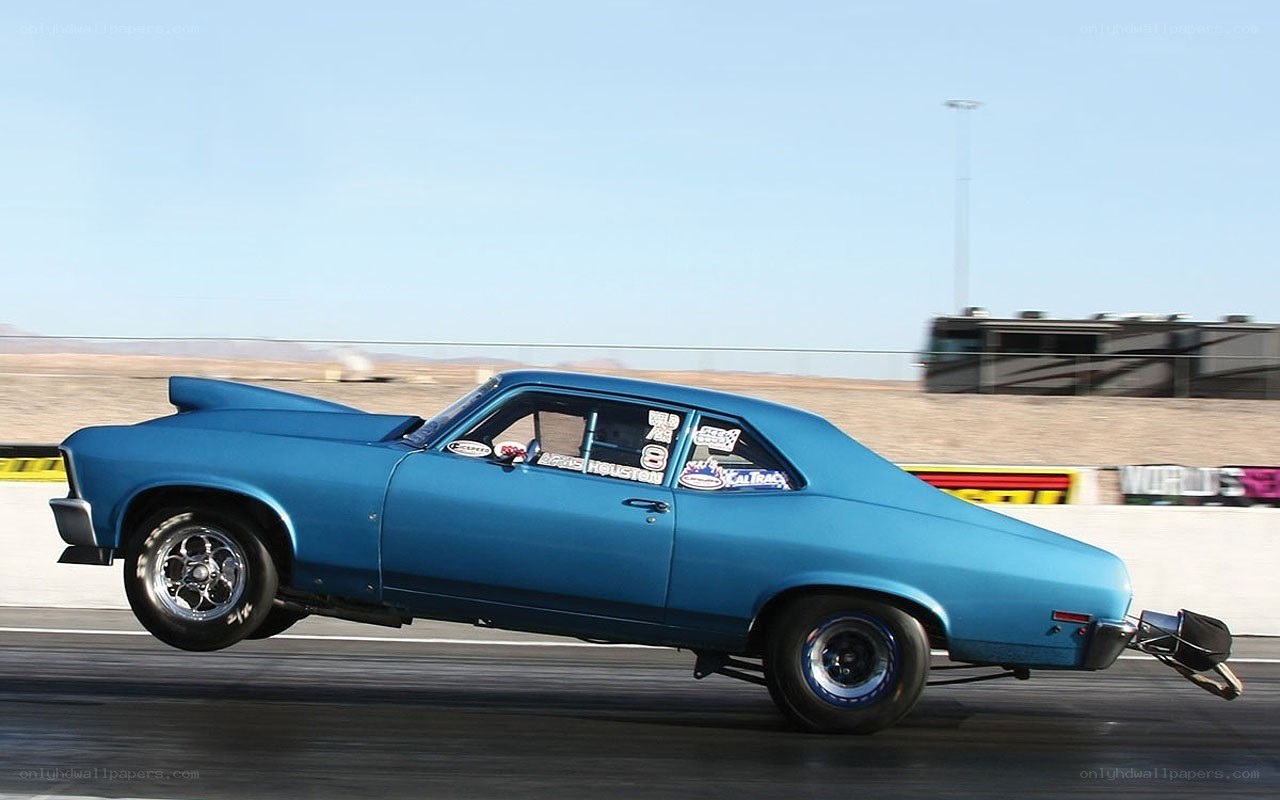 blue drag racing car