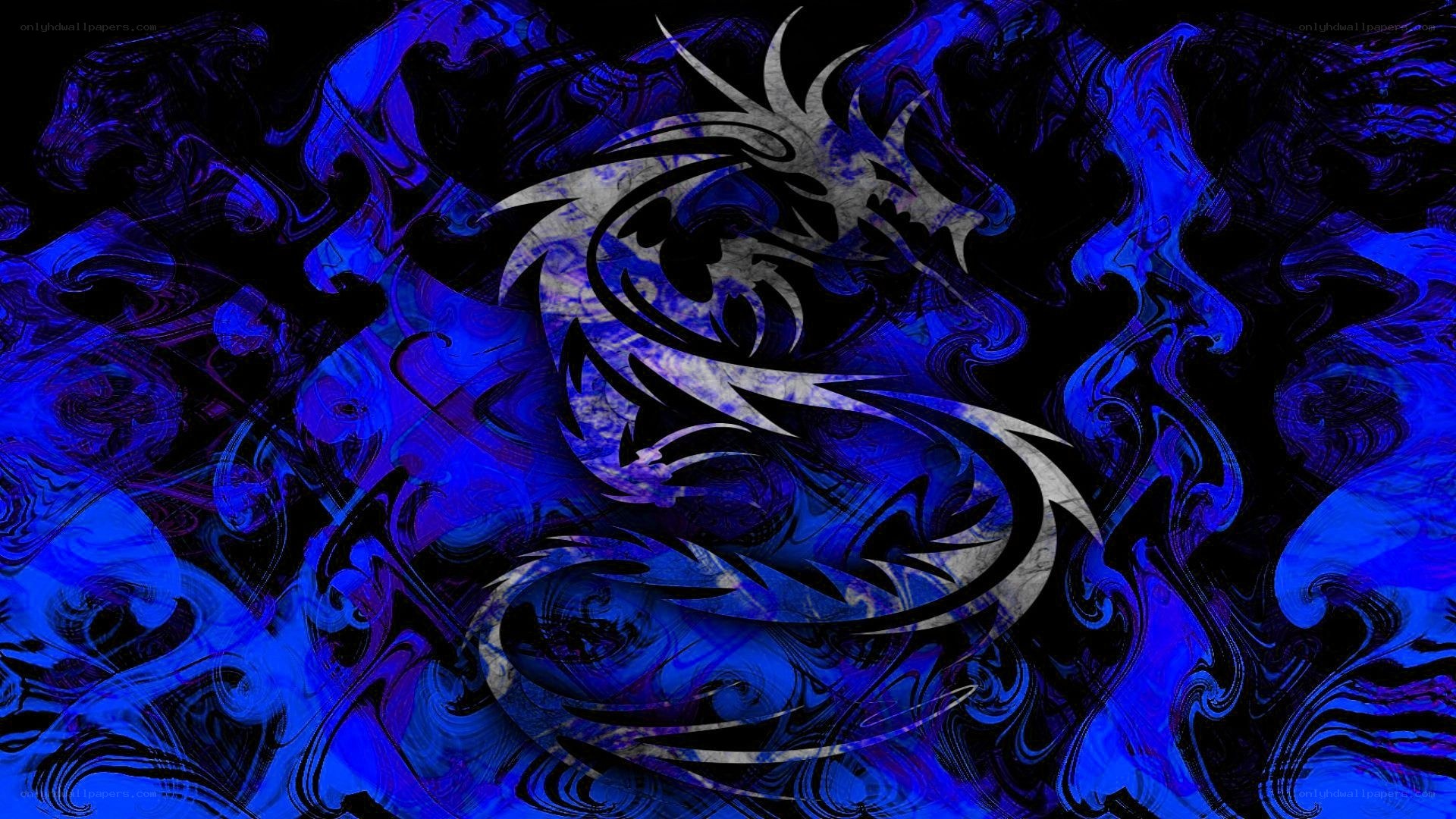 Blue dragon abstract art