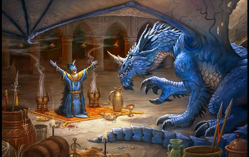 Blue Dragon and Wizard