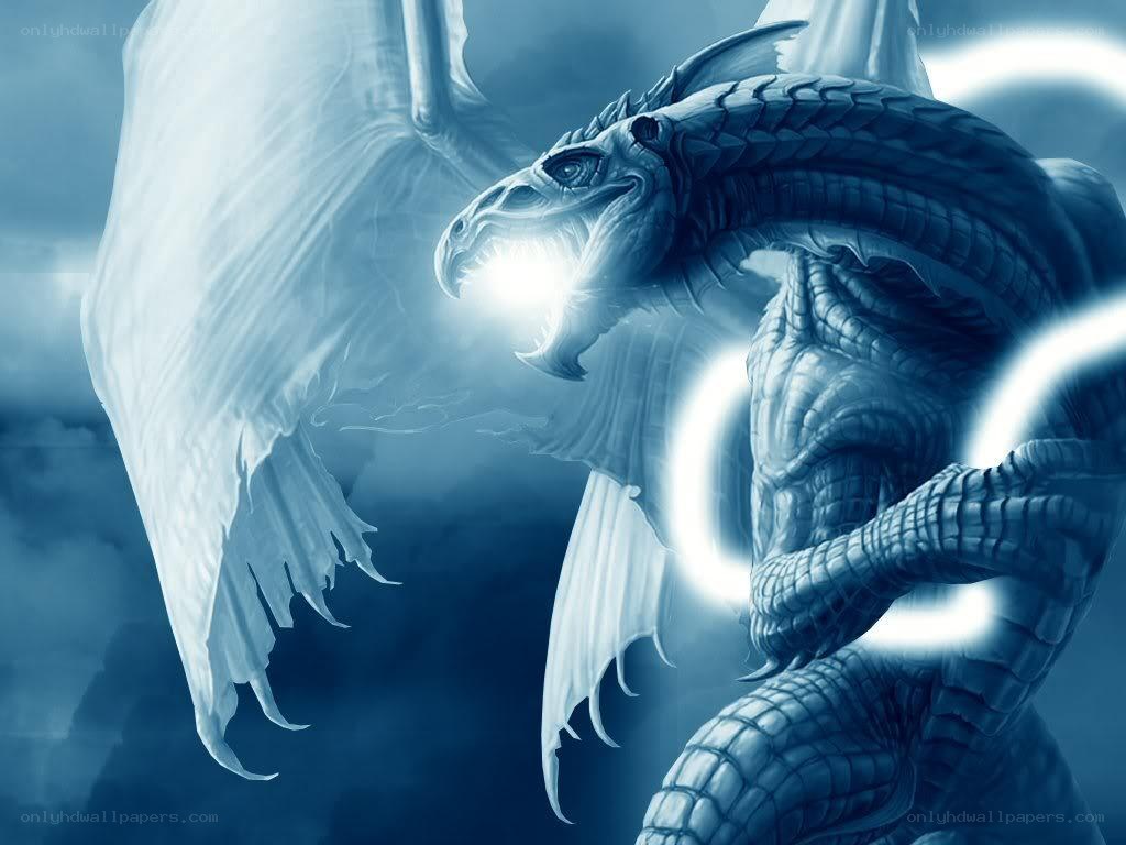Blue dragon breathing light