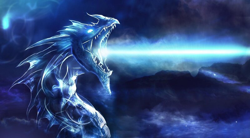 blue dragon breathing light