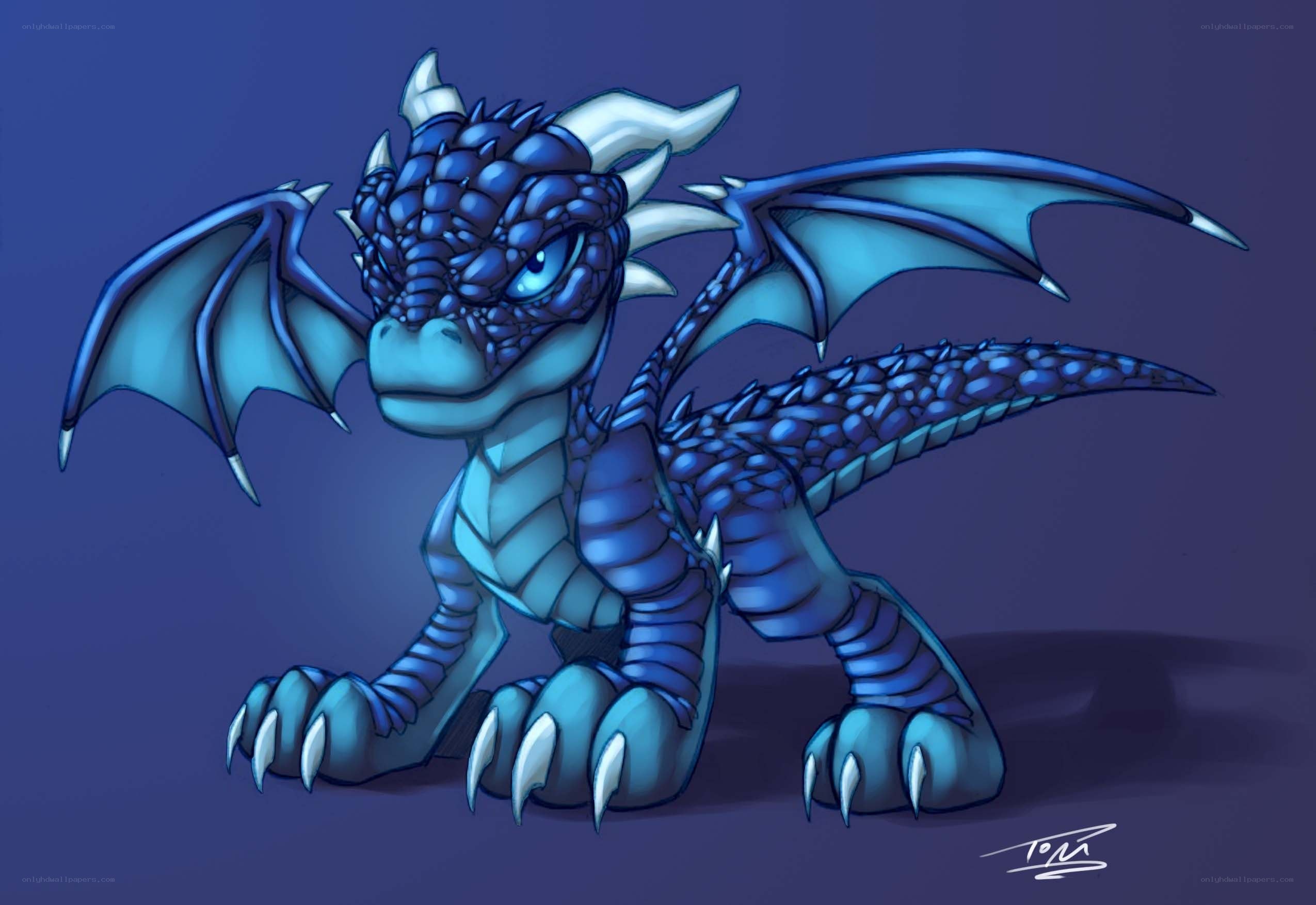 blue dragon character art