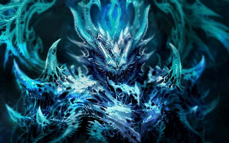 Blue Dragon Creature — Dramatic, Digital Art, Spikes