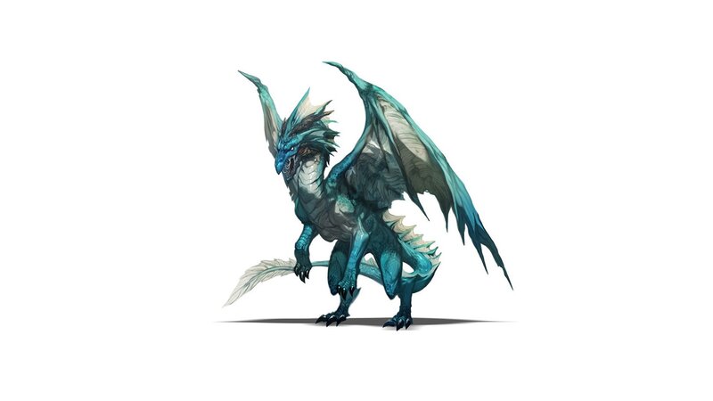 Blue Dragon Creature — Dramatic, Digital Art, Wings, Spikes