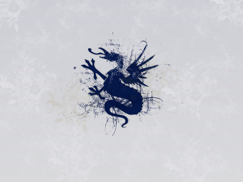 blue dragon emblem on patterned background