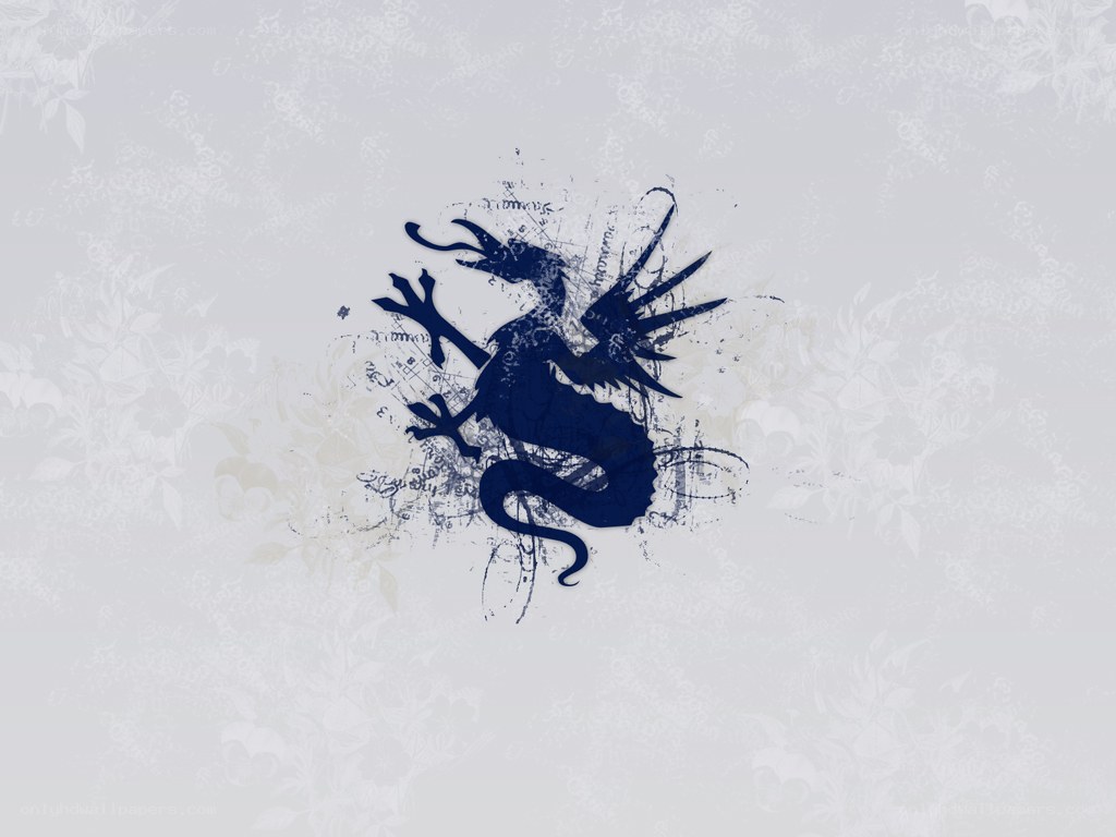 blue dragon emblem on patterned background