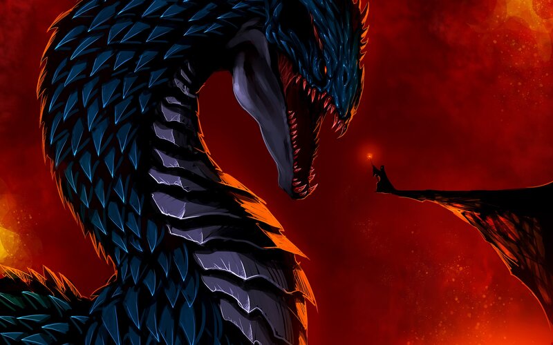 Blue Dragon Facing Figure