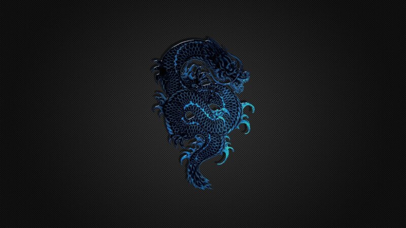 Blue Dragon Illustration — Black
