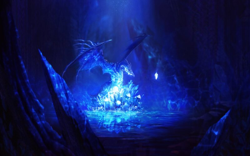 Blue Dragon in Cave — Mystical