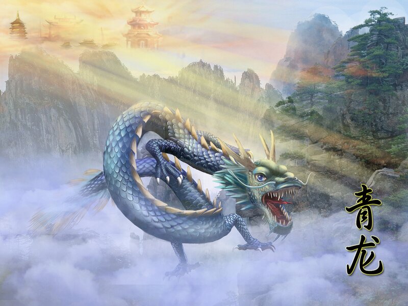 Blue Dragon in Clouds — Dramatic, Sunrise