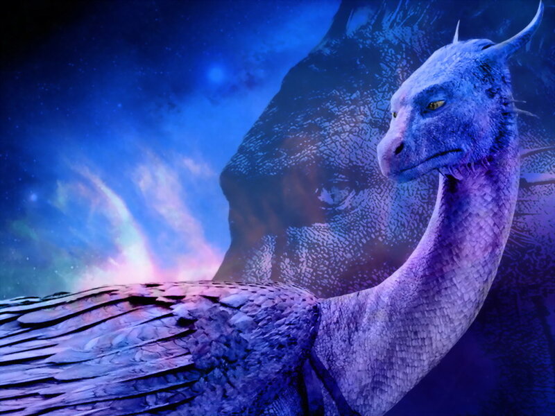 blue dragon in cosmic setting